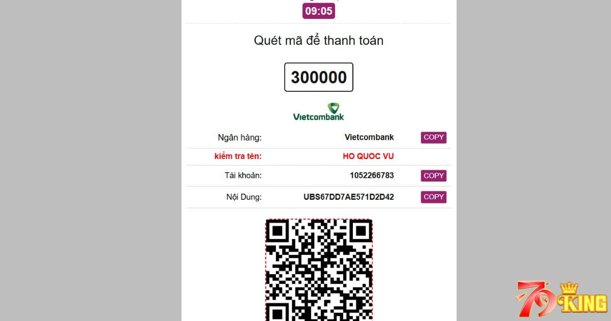 Nạp tiền 79KING qua chuyển khoản ngân hàng