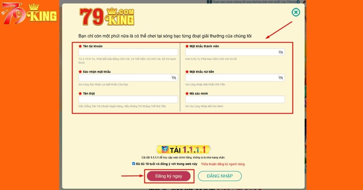 Đăng ký tài khoản 79KING