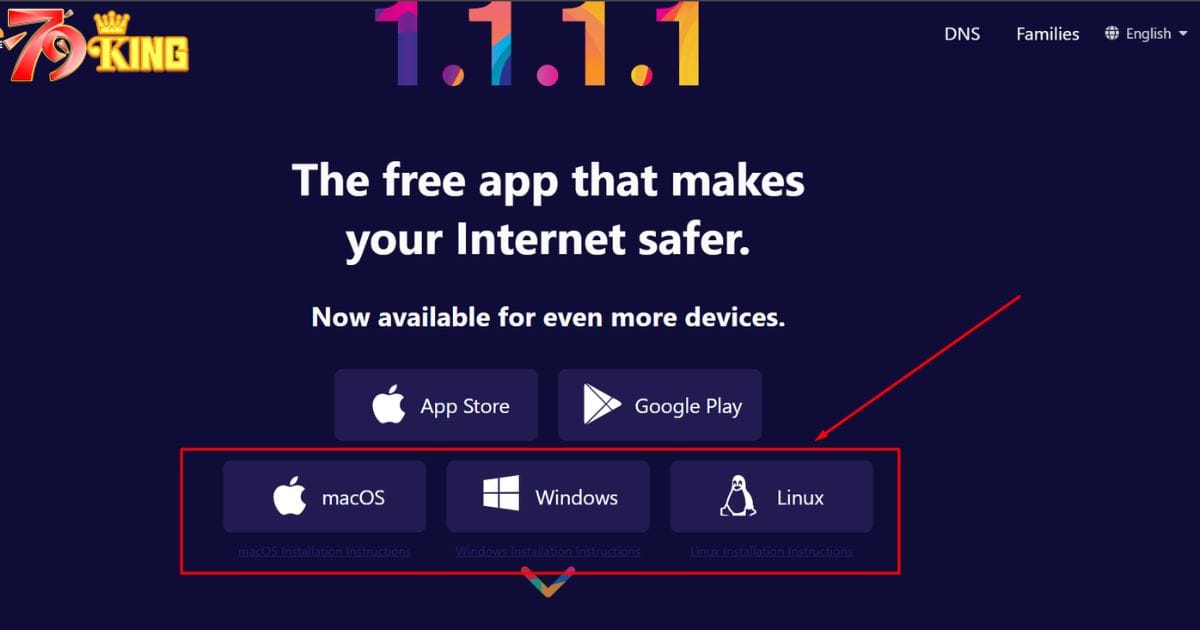 Tải 1.1.1.1 theo đúng hệ điều hành máy tính của bạn